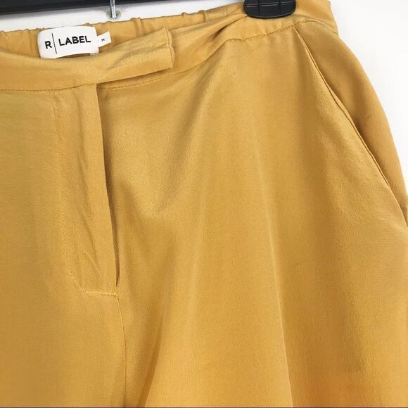 R Label The Reset Yellow Silk Wide Leg Capri Pants - Picture 8 of 13